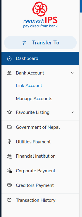 Link your bank account in ConnectIPS